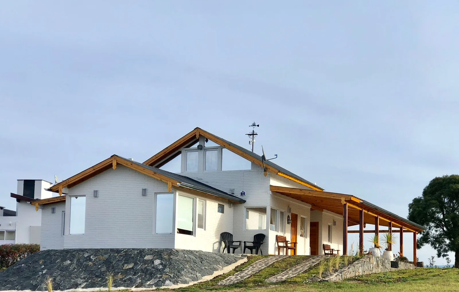 Finished white wooden block family home